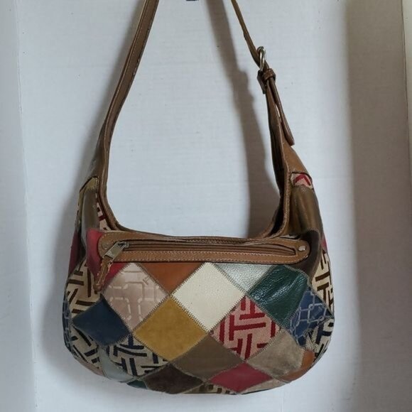 Tignanello Patchwork Leather Hobo Shoulder Bag Handbag Purse WOMEN'S WOMAN'S - Picture 4 of 14